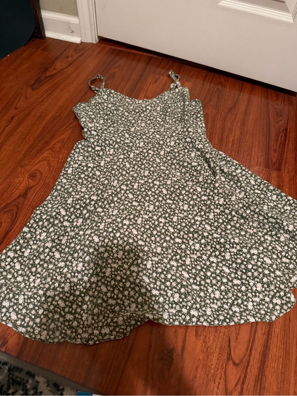 Old Navy Green Floral Sundress with White Blossoms